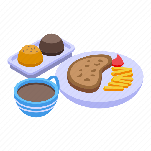 Lunch, coffee, food, isometric icon - Download on Iconfinder
