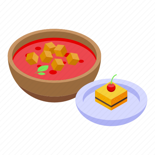 Lunch, red, soup, isometric icon - Download on Iconfinder