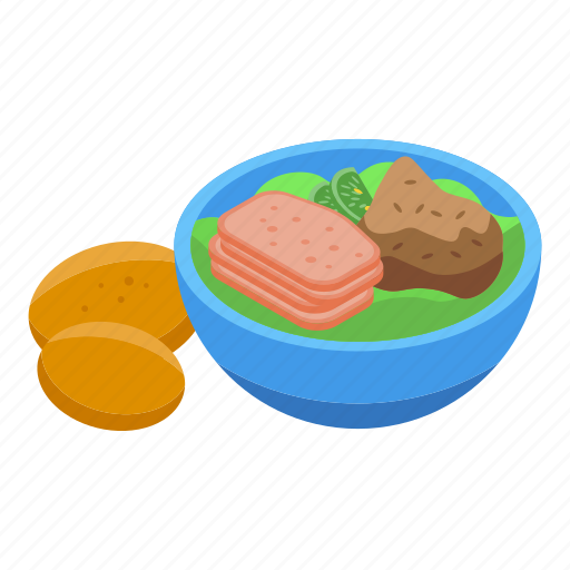 Meat, salad, lunch, isometric icon - Download on Iconfinder