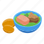meat, salad, lunch, isometric 