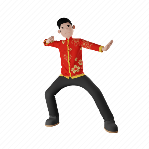 Kungfu, karate, martial arts, boy, performance, chinese new year, spring festival 3D illustration - Download on Iconfinder