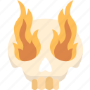 skull, fire, death, curse, spooky