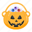 pumpkin basket, halloween basket, halloween eyes, dead eyes, pumpkin bucket 