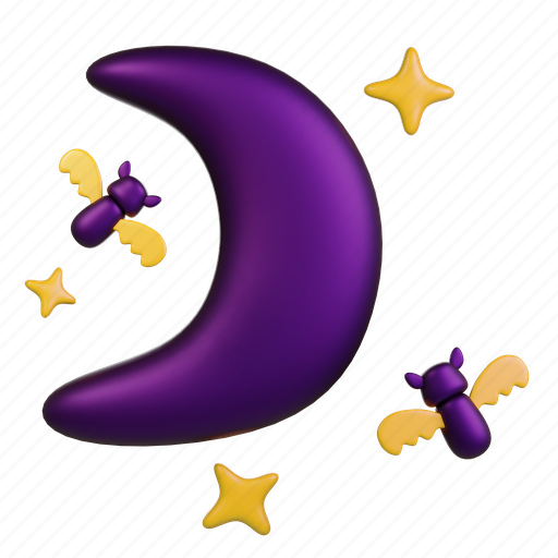 Moon, bat, star, night, mysterious, legend, fantasy 3D illustration - Download on Iconfinder