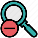 magnifier, glass, find, search, zoom out, magnify, minus