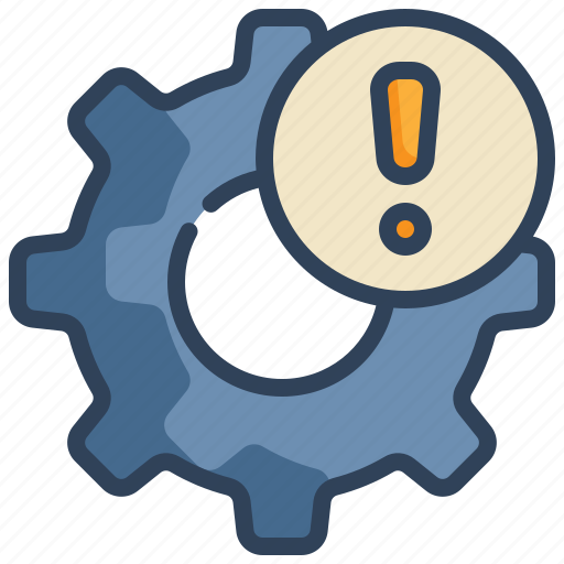 Exclamation, cog, warning, wheel, maintenance icon - Download on Iconfinder