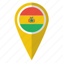bolivia, flag, pin, map