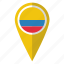 colombia, flag, pin, map 