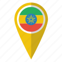 ethiopia, flag, pin, map