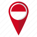 flag, indonesia, pin, map