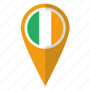 flag, ireland, pin, map