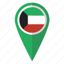 flag, kuwait, pin, map