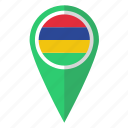 flag, mauritius, pin, map