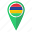 flag, mauritius, pin, map 