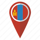 flag, mongolia, pin, map