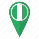 flag, nigeria, pin, map