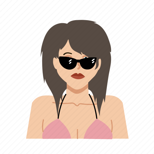 Bikini, brown hair, female, girl, sunglasses, swimming suit, woman icon - Download on Iconfinder