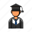avatar, graduation, male, profile 