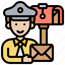 delivery, mailman, postal, postman, service