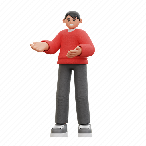 Man, introduction, business, user, people, avatar 3D illustration - Download on Iconfinder