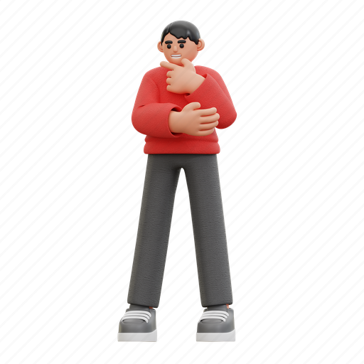 Man, thinking, pose, business, people, user, marketing 3D illustration - Download on Iconfinder