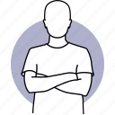 man, person, arm, crossed, standing, profile, avatar