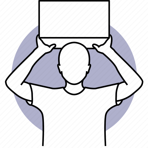 Man, carry, heavy, box, head, on top of, moving icon - Download on Iconfinder
