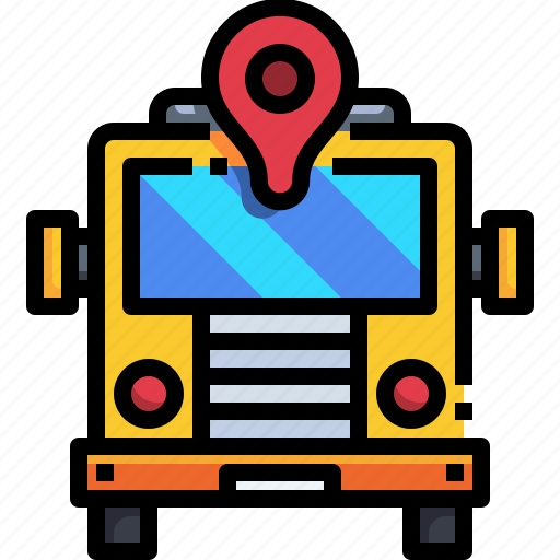Bus, navigation, pin, road, transportation, trip icon - Download on Iconfinder