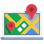 laptop, location, map, navigation, pin 