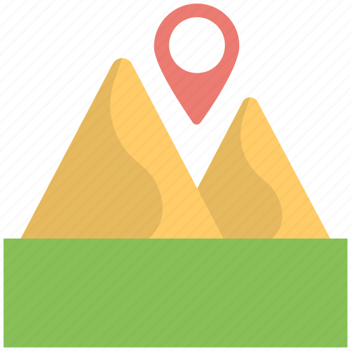 Destination, hiking, map pointer mountains, navigation, tourism icon - Download on Iconfinder