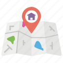 find a building, home address, home location, house, personal location.