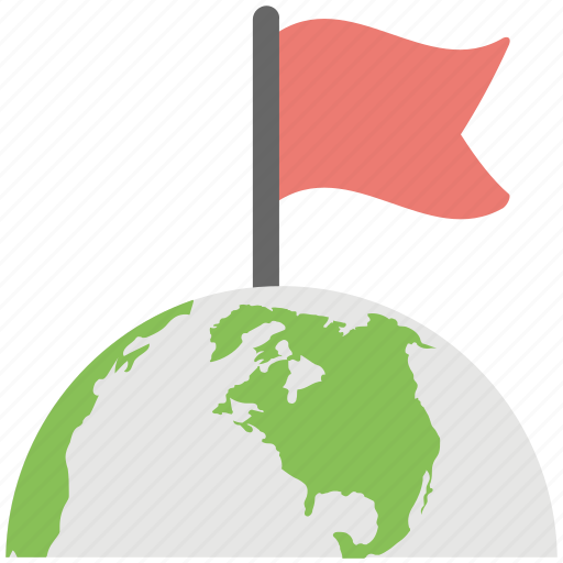 Destination, flag pole, globe flag, globe mark, world location flag icon - Download on Iconfinder