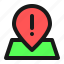 map, navigation, location, warning, pin 