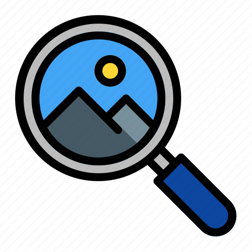 Mountain, tourist attraction, find, magnifying glass, search icon - Download on Iconfinder