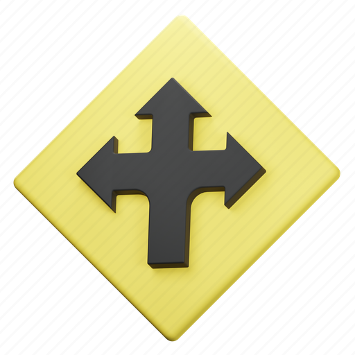 Direction, triple, arrows, sign, location, navigation, map 3D illustration - Download on Iconfinder