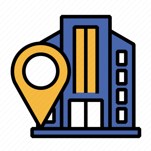 Building, hotel, location, pin, company, office, position icon - Download on Iconfinder