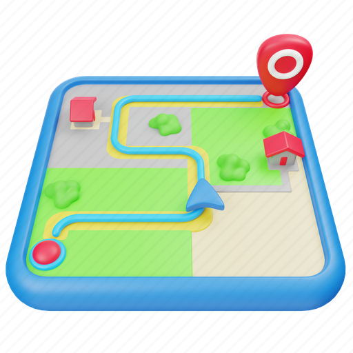 Journey, trip, transport, location, map, navigation, pin 3D illustration - Download on Iconfinder