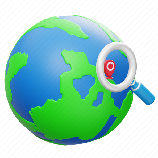 Search, location, earth, planet, find, map, world 3D illustration - Download on Iconfinder
