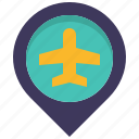 airplane, airport, fly, location, map, pin, travel