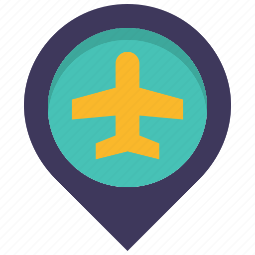 Airplane, airport, fly, location, map, pin, travel icon - Download on Iconfinder