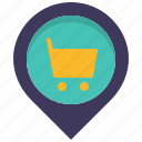 cart, location, mall, map, pin, shop, shopping