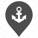port, map pointer, marker, pin, anchor, marine, sea port