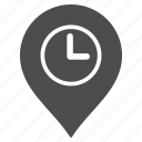 time, flag, map pointer, marker, pin, clock tower, location
