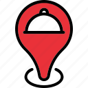 destination, food, gps, location, navigation, pin, restaurant, meal