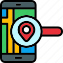 find, map, phone, search, smartphone, magnifier, pin, navigation