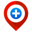add, location, map, navigation, pin, plus, pointer 