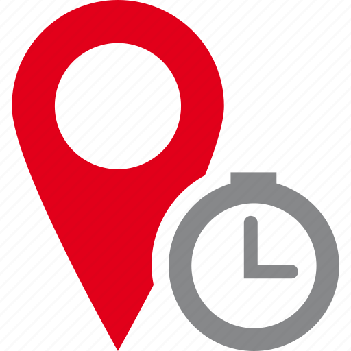 Clock, destination, location, map, pin, planification, time icon - Download on Iconfinder