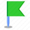flag, green, location, map, pointer