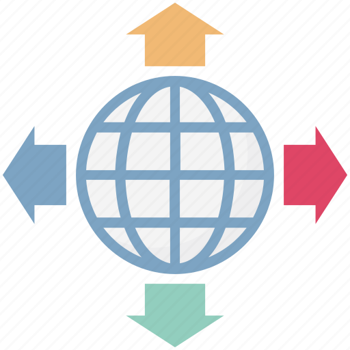 Direction arrows, global, globe, map, netowrk, world, worldwide netowrk icon - Download on Iconfinder