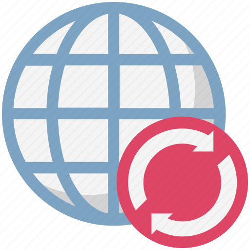 Globe, globe grid, globe synchronization, loading arrows, processing arrows, refresh icon - Download on Iconfinder